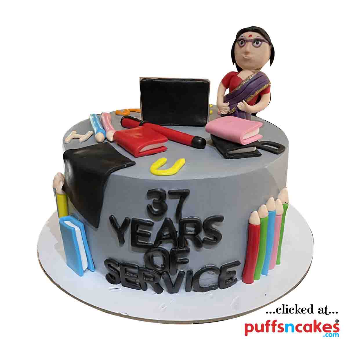 (1887) Retirement Teacher Lady Theme Semi Fondant Cake